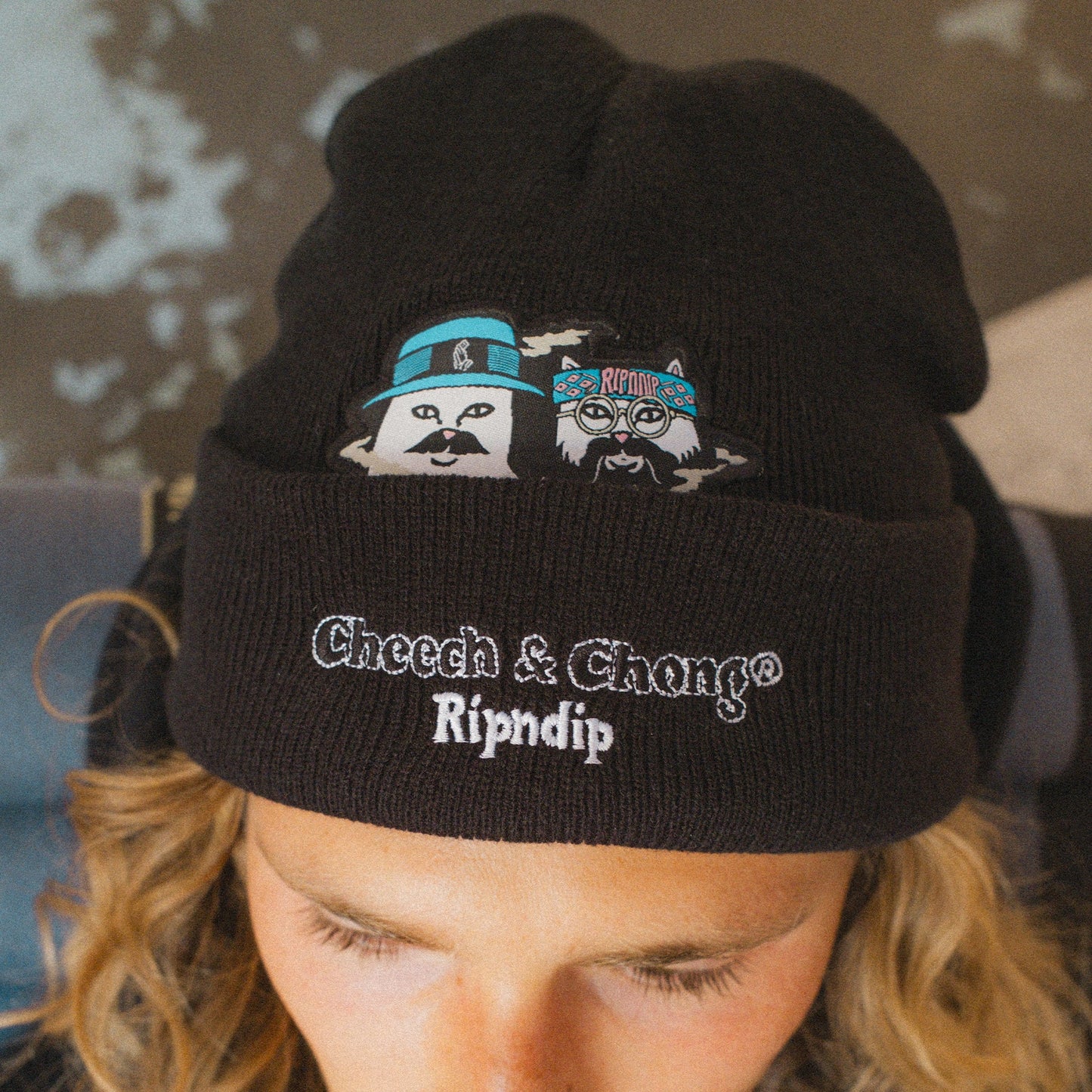 RIPNDIP CHEECH AND NERM BEANIE (BLACK)