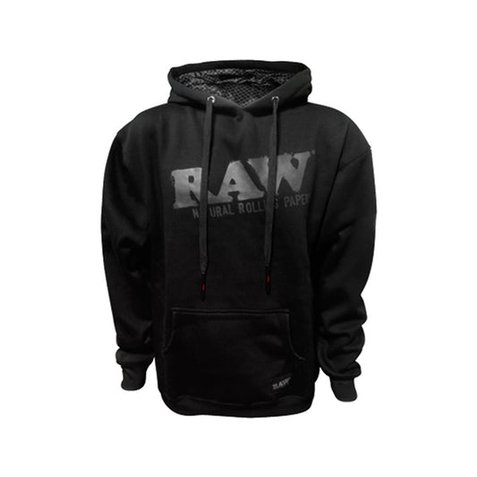 RAW® PULL OVER HOODIE WITH STASH POCKET - BLACK