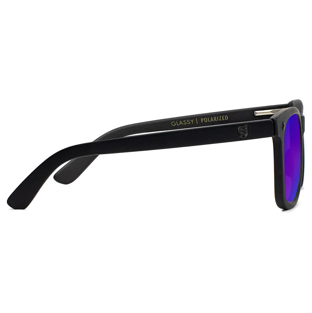 GLASSY MIKEMO PREMIUM POLARIZED SUNGLASSES (MATTE BLACKOUT/BLUE MIRROR)