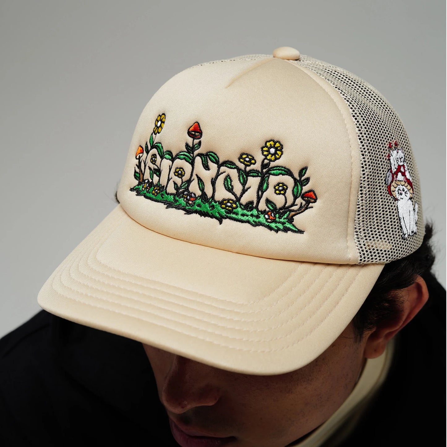 RIPNDIP FIELD FRIENDS TRUCKER HAT (SAND)