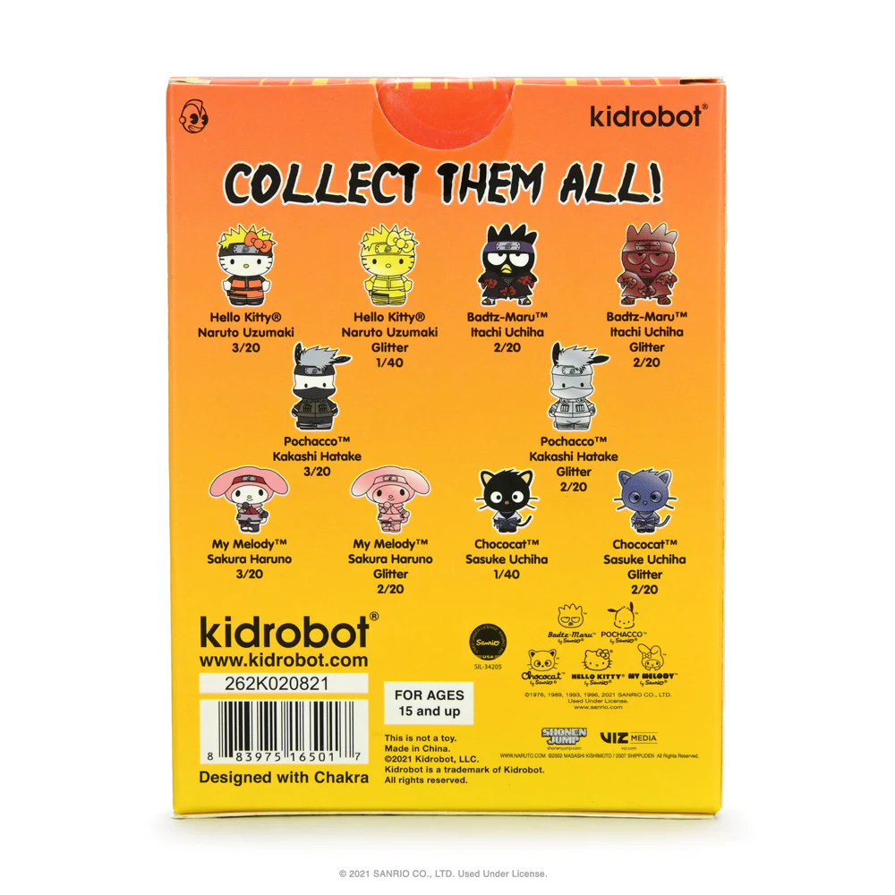 NARUTO X HELLO KITTY 1.5" ENAMEL PIN SET KIDROBOT