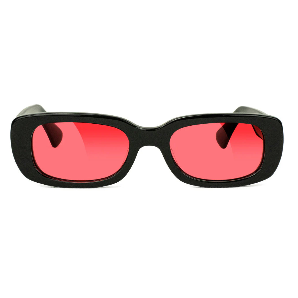 GLASSY DARBY POLARIZED SUNGLASSES (BLACK/PINK LENS)