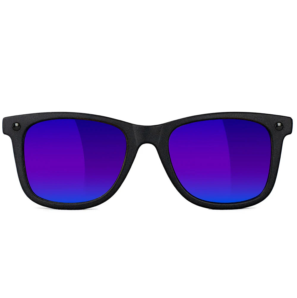 GLASSY MIKEMO PREMIUM POLARIZED SUNGLASSES (MATTE BLACKOUT/BLUE MIRROR)