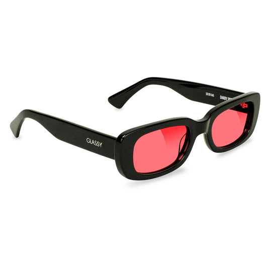 GLASSY DARBY POLARIZED SUNGLASSES (BLACK/PINK LENS)