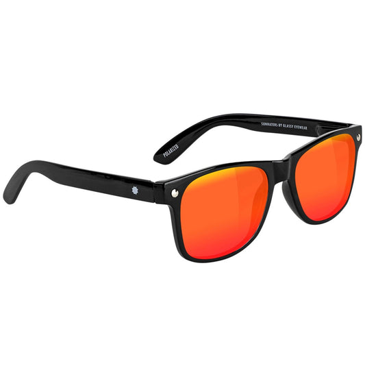GLASSY LEONARD POLARIZED SUNGLASSES (BLACK/RED MIRROR)