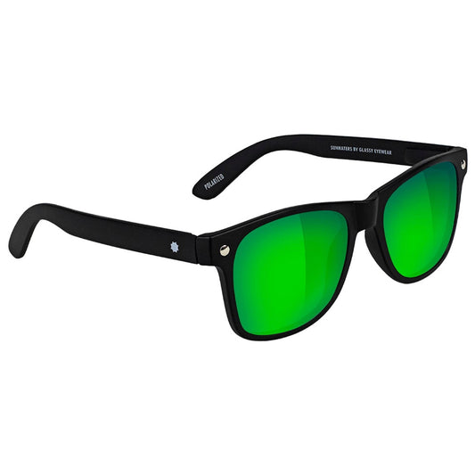 GLASSY LEONARD POLARIZED SUNGLASSES (MATTE BLACK/GREEN MIRROR)