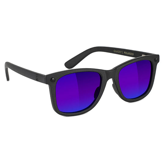 GLASSY MIKEMO PREMIUM POLARIZED SUNGLASSES (MATTE BLACKOUT/BLUE MIRROR)