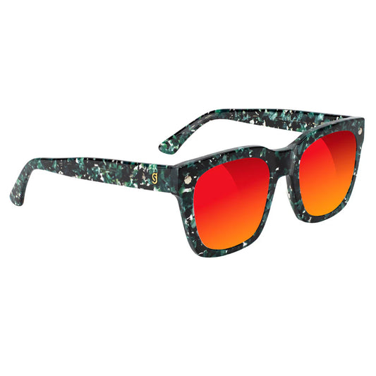GLASSY WALKER PLUS PREMIUM POLARIZED SUNGLASSES (GREEN TORTOISE/RED MIRROR)