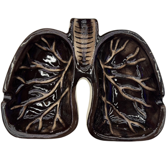 IDGAF LUNG SHAPED CERAMIC BLACK ASHTRAY