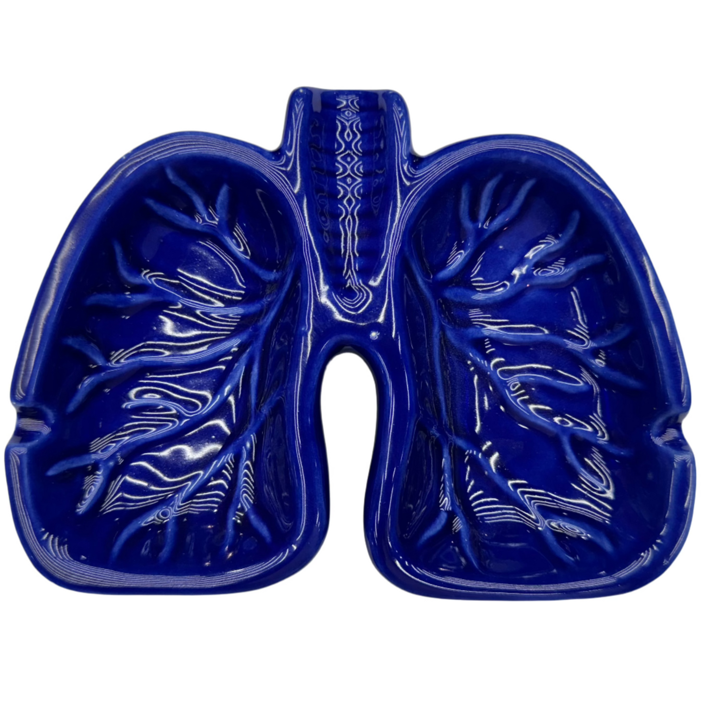 IDGAF LUNG SHAPED CERAMIC BLUE ASHTRAY