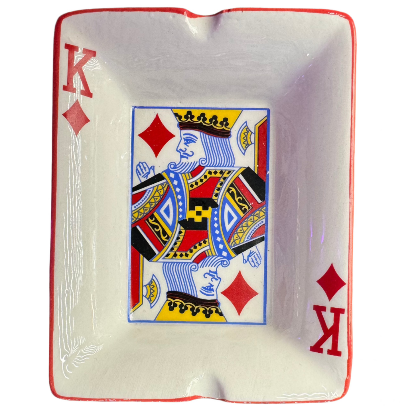 IDGAF KING OF CARDS DIAMONDS CERAMIC ASHTRAY
