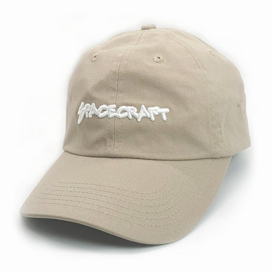 SPACECRAFT SCRIPT LOGO DAD HAT TAN